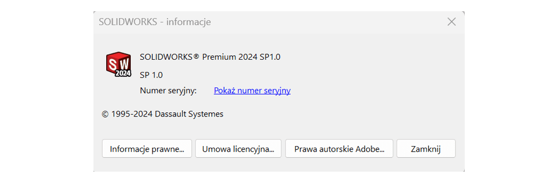 Miejsce, w którym jest numer seryjny SOLIDWORKS