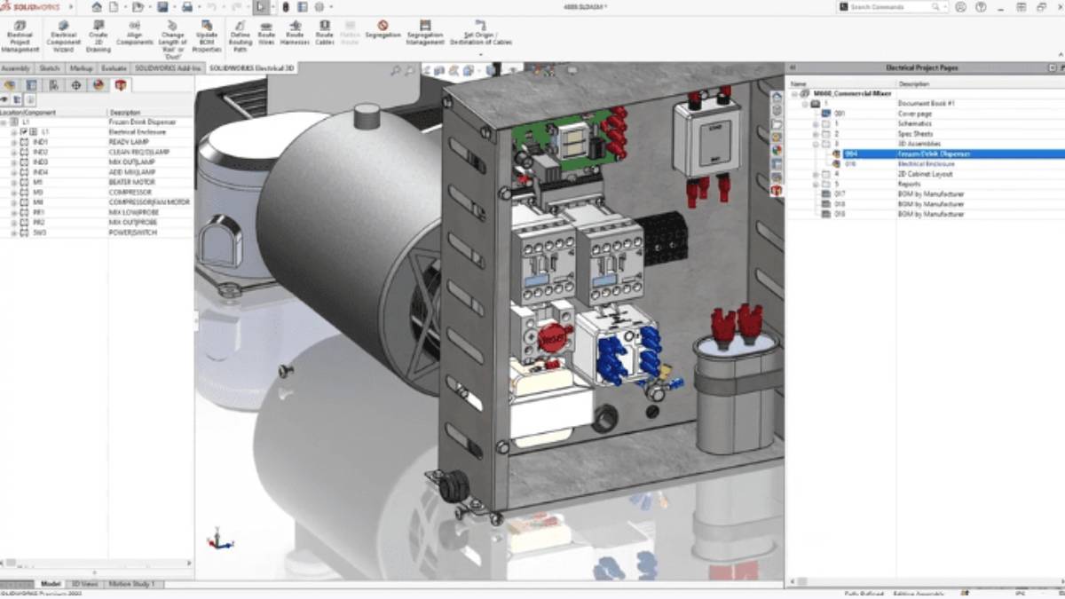 Widok projektu w SOLIDWORKS Electrical