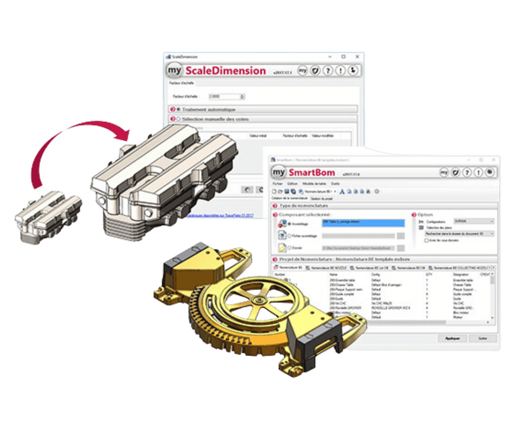 Przykładowe narzędzia do SOLIDWORKS z dodatku myCADtools