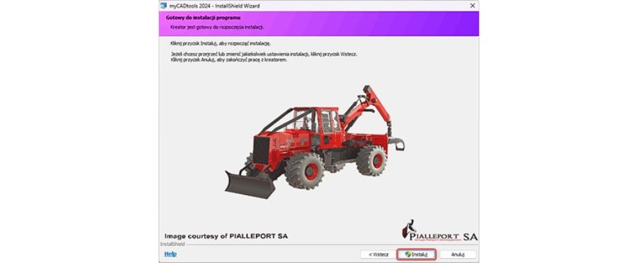 Zatwierdzenie instalacji myCADtools