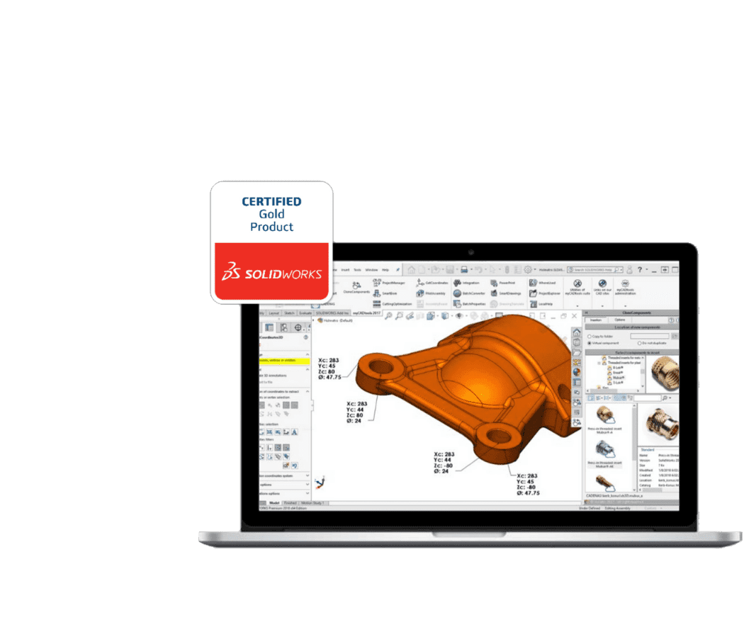 Pulpit z wersją próbną dodatku do SOLIDWORKS myCADtools do przetestowania