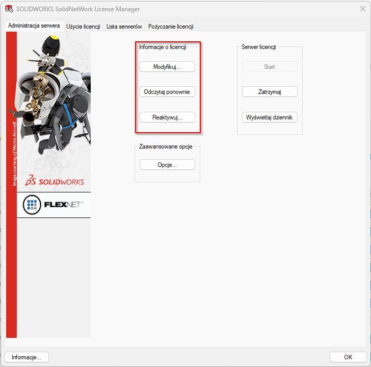 Zarządzanie licencjami w SolidNetWork License Manager Server 