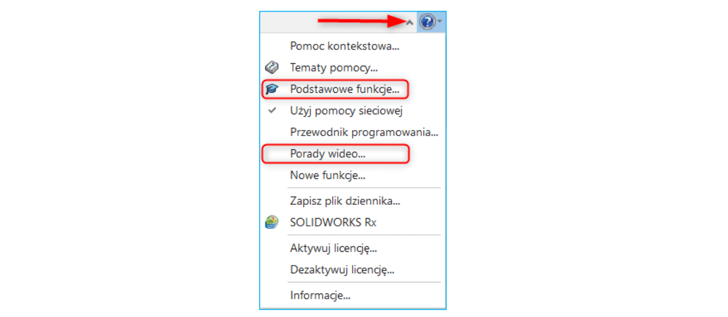 Link z materiałami w menu SOLIDWORKS Composer