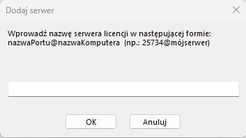 okno wprowadzenia nazwy serwera