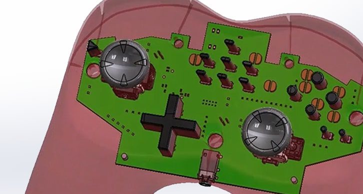 Układ elektroniczny wykonany w najnowszym SOLIDWORKS 2025